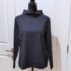 New AT Navy W White Faux Cowl Neck Top